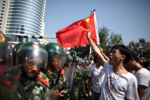 Anti-Japanese protesters demonstrate over the disputed Diaoyu Islands. [Getty Images]