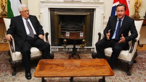 Abbas, left, met with Cameron and other British leaders during his visit to London September 11 [Getty Images]