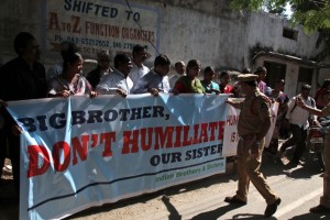 Indians protesting against the arrest and treatment of Devyani Khobragade [AP]