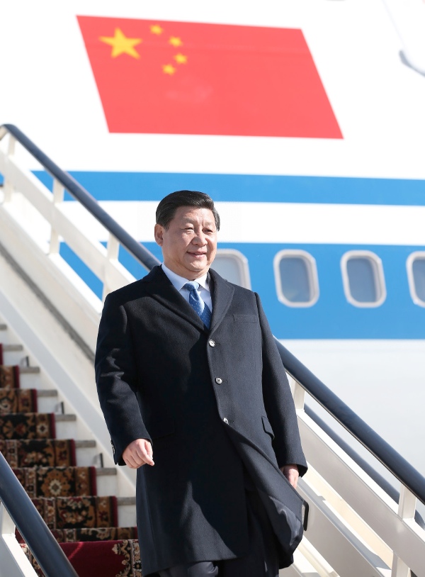 Chinese President Xi Jinping arrives in Sochi, Russia, Feb. 6, 2014. Xi will attend the opening ceremony of the 22nd Winter Olympic Games here, at the invitation of Russian President Vladimir Putin [Xinhua]