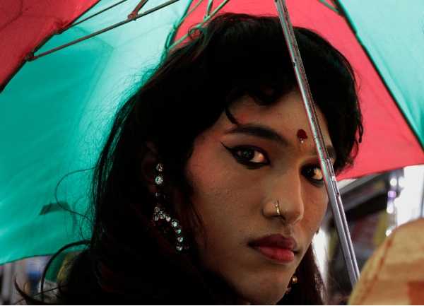 File photo of A Lesbian, Gay, Bisexual and Transgender (LGBT) rights activist watches as he participates in the Rainbow Pride Walk to protest against violence on women and sexual minorities in Kolkata, India [AP]