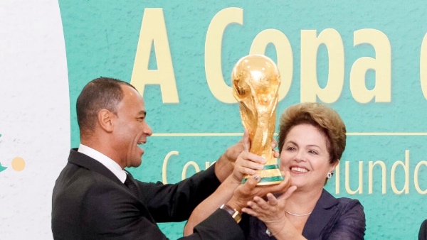 Rousseff at a ceremony in which she was presented with the World Cup trophy on June 2 2014 [gov.br]