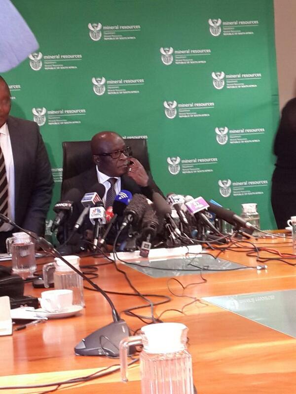 South Africa's Mineral Resources Minister Ramatlhodi at the mining briefing on government's withdrawal from facilitating talks on 10 June 2014, Pretoria, South Africa [GCIS]