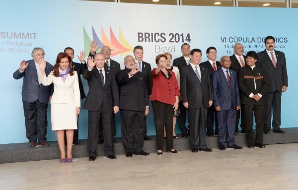 BRICS leaders at a Summit with South American leaders in Brasilia, the capital of Brazil on 16 July 2014 [PPIO]