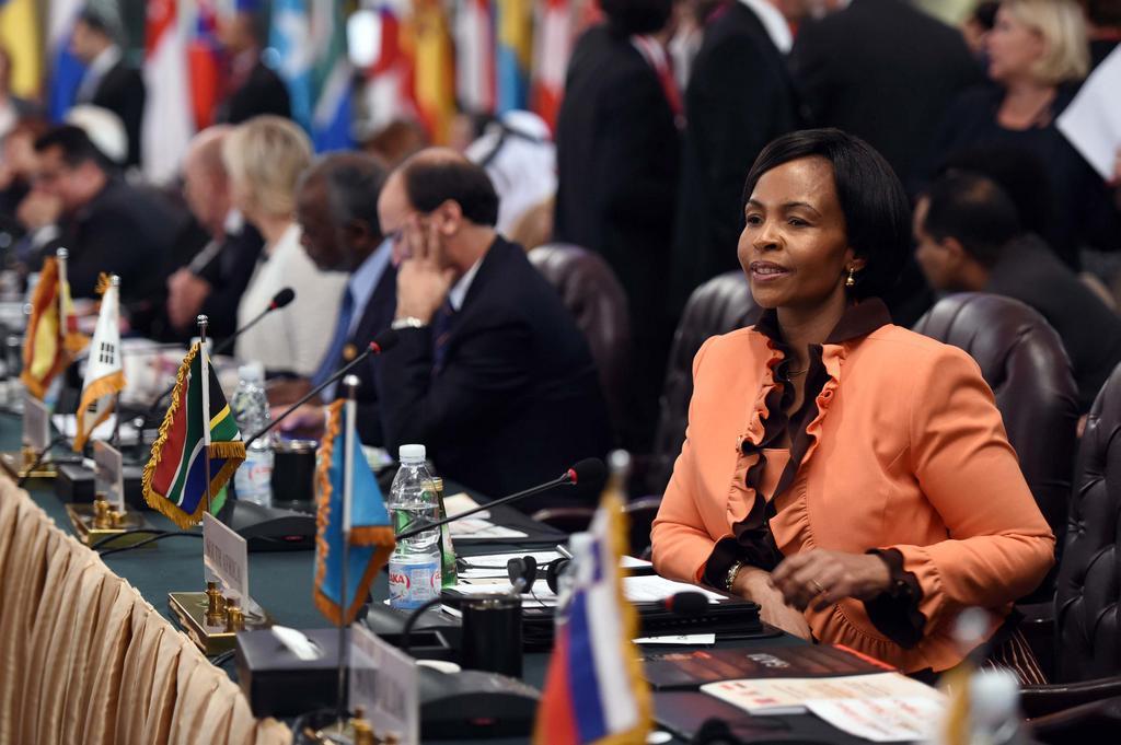 South African Foreign Minister Maite Nkoana-Mashabane leads the South African delegation at the Gaza donor conference in Cairo, Egypt on 12 September 2014 [GCIS]