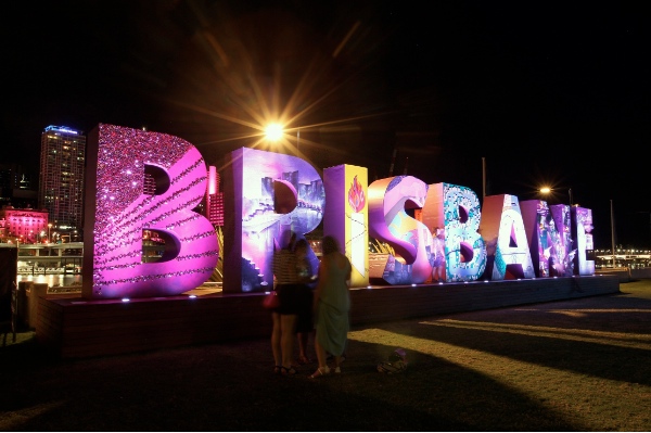 Photo taken on Nov. 14, 2014 shows a light show in Brisbane, Australia. The G20 Summit is to be held in Brisbane on Nov. 15 to Nov. 16 [Xinhua]