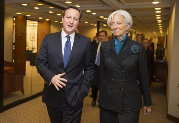 IMF Chief Christine Lagarde (seen here with UK Prime Minister David Cameron) is a regular participant at the secretive Bilderberg meeting, an annual gathering of some of the most powerful and influential figures in the world, reinforcing without accountability the dominance of a transatlantic capitalist cabal [Image: IMF]