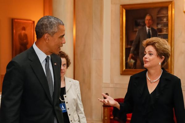 Brazilian President Dilma Rousseff with her US counterpart Barack Obama at the White House, Washington, US on 30 June 2015 [Image: Itamaraty, Brazil]
