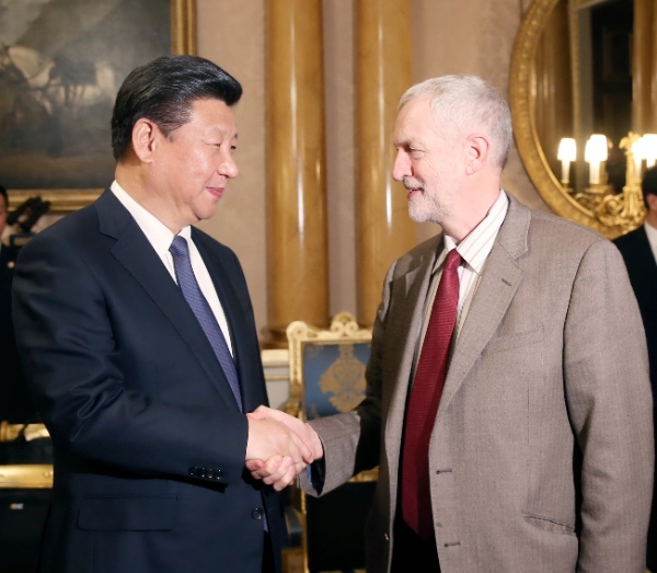 Xi with British Labour Party leader Jeremy Corbyn on 20 October 2015 [Xinhua]