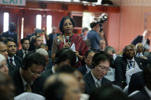 Indian Commerce Minister Nirmala Sitharaman at a WTO Ministerial conference in Nairobi, Kenya on 18 December 2015 [Image: WTO]