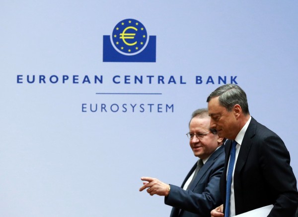 European markets are betting Draghi, right, will walk the walk on increasing stimulus in September [Xinhua]