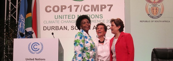 File photo: South African Foreign Minister Maite Nkoana Mashabane (left) with Christiana Figueres, executive secretary of the U.N. Framework Convention on Climate Change and new UN climate chief Patricia Espinosa [Image: UNFCCC]