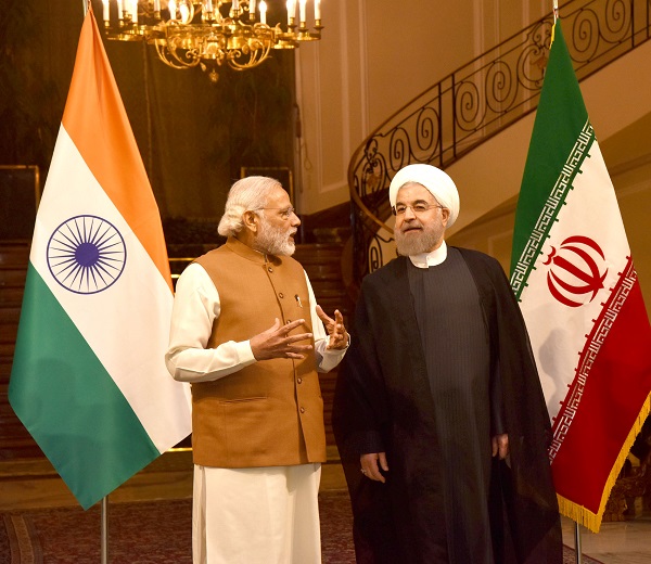 Indian Prime Minister Narendra Modi with the President of Iran, Hassan Rouhani, in Jomhouri Building, at Saadabad Palace, in Tehran on May 23, 2016 [Image: PMO, India]