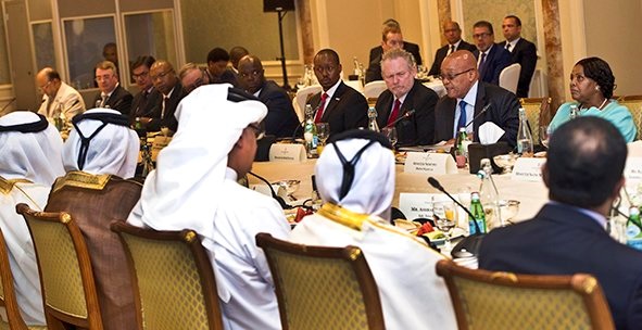 President Zuma addresses the South Africa-Qatar Business round table in Doha, Qatar on 19 May 2016 [Image: Presidency.za]
