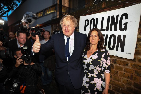 A confident former London Mayor Boris Johnson emerges from a polling station after voting to leave the EU. Johnson had been a very vocal advocate for the Leave campaign [Xinhua]