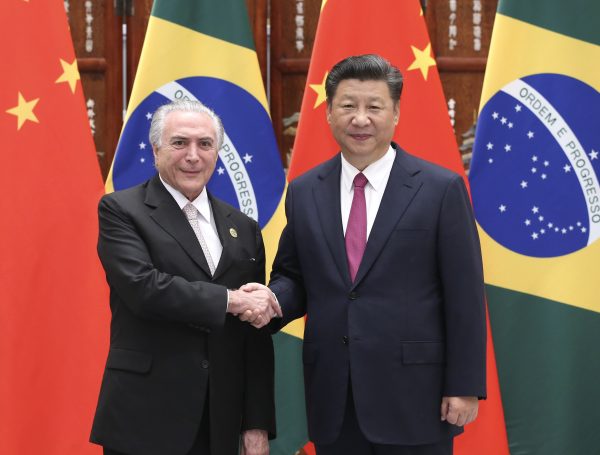 This is Temer's first official visit to the G20 or with BRICS members since he became president [Xinhua]
