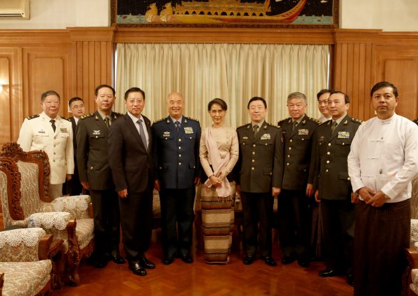 Visiting Vice chairman of China's Central Military Commission Xu Qiliang (5th L) meets with Myanmar State Counselor Aung San Suu Kyi in Yangon, Myanmar [Xinhua]