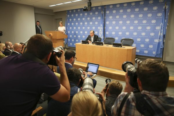 Lavrov told the press at the UNGA that Washington's position on Syria is undermining global stability [Xinhua]
